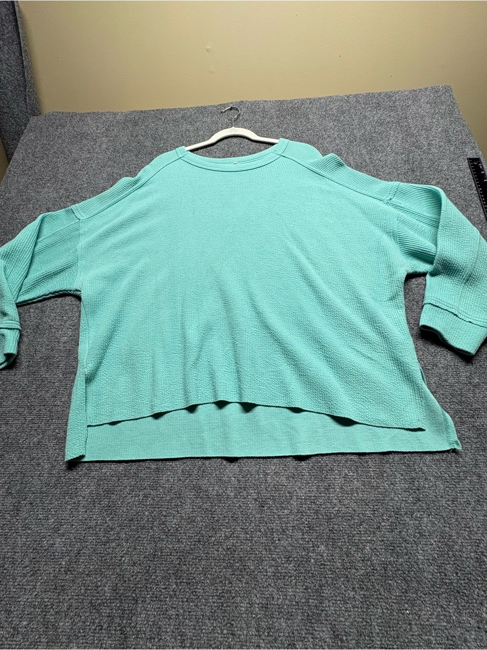 Light Teal Women's Waffle Knit Pullover Top size 1X